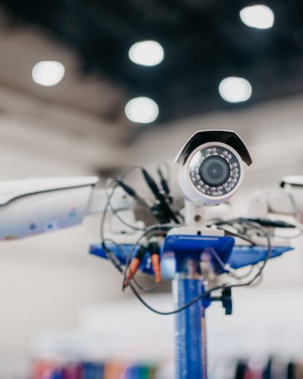 Closed-circuit television, Security CCTV camera or surveillance system in office building shopping mall, Safety of private property and modern technology concepts.